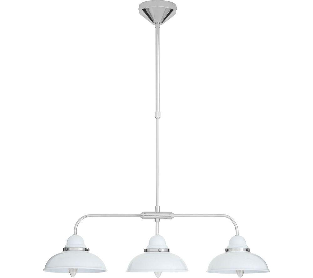 Image of INTERIORS by Premier Jasper 3 Pendant Ceiling Light - White & Chrome
