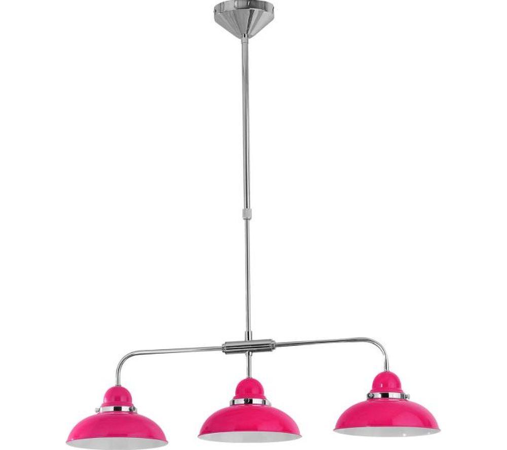 Image of INTERIORS by Premier Jasper 3 Pendant Ceiling Light - Pink & Chrome