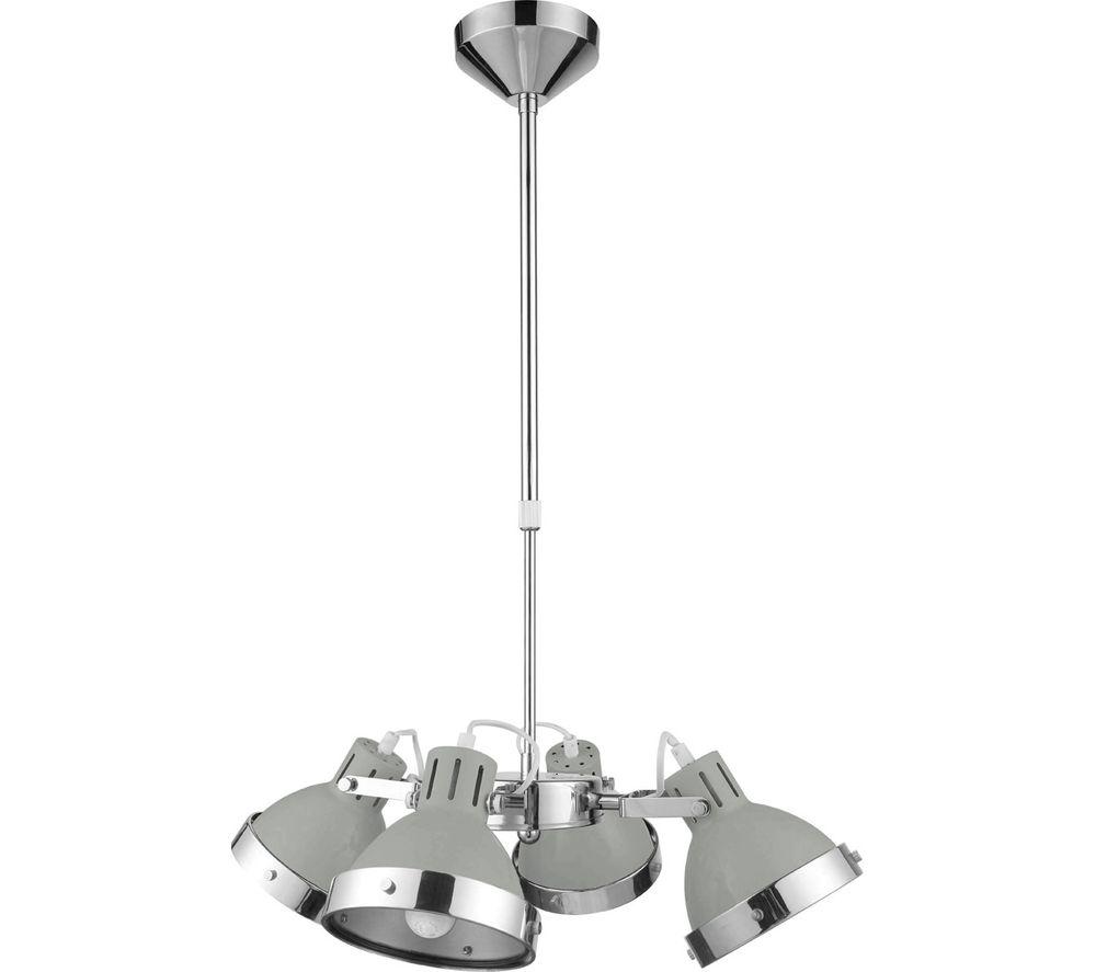 INTERIORS by Premier 4 Pendant Ceiling Light - Grey & Chrome