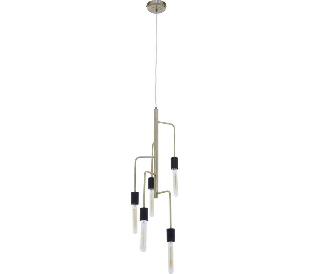 INTERIORS by Premier Lagona 5 Pendant Ceiling Light - Antique Brass