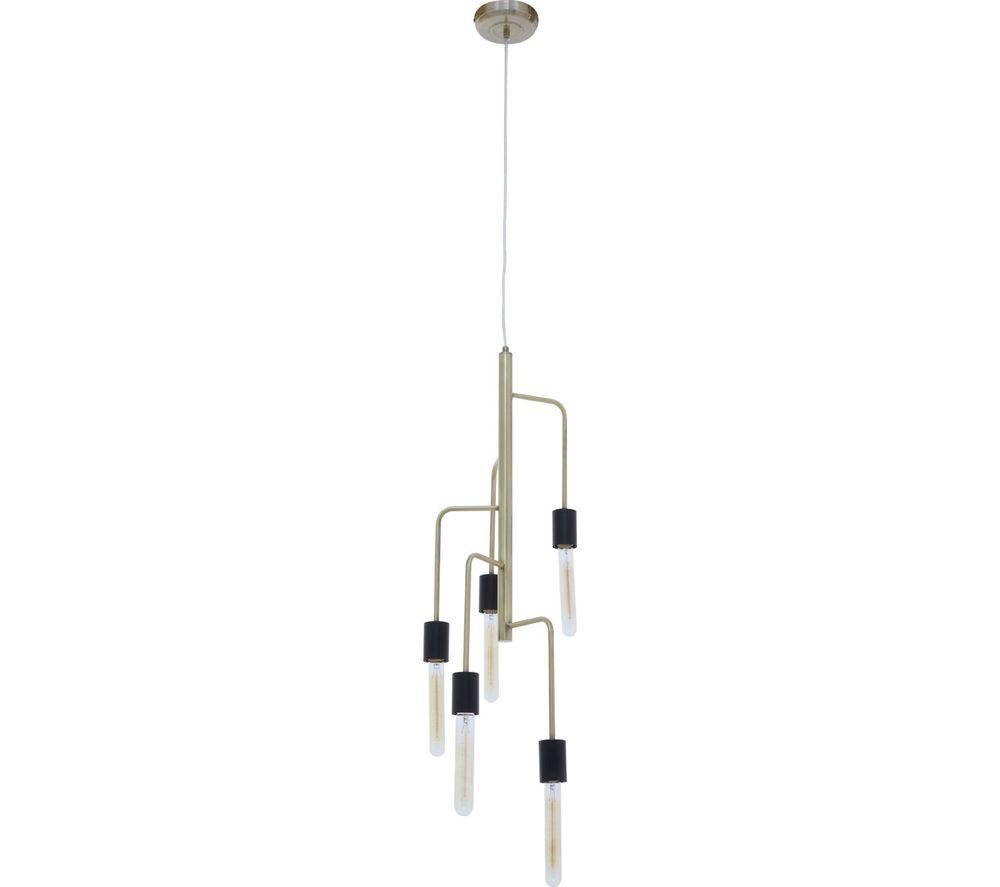 Image of INTERIORS by Premier Lagona 5 Pendant Ceiling Light - Antique Brass
