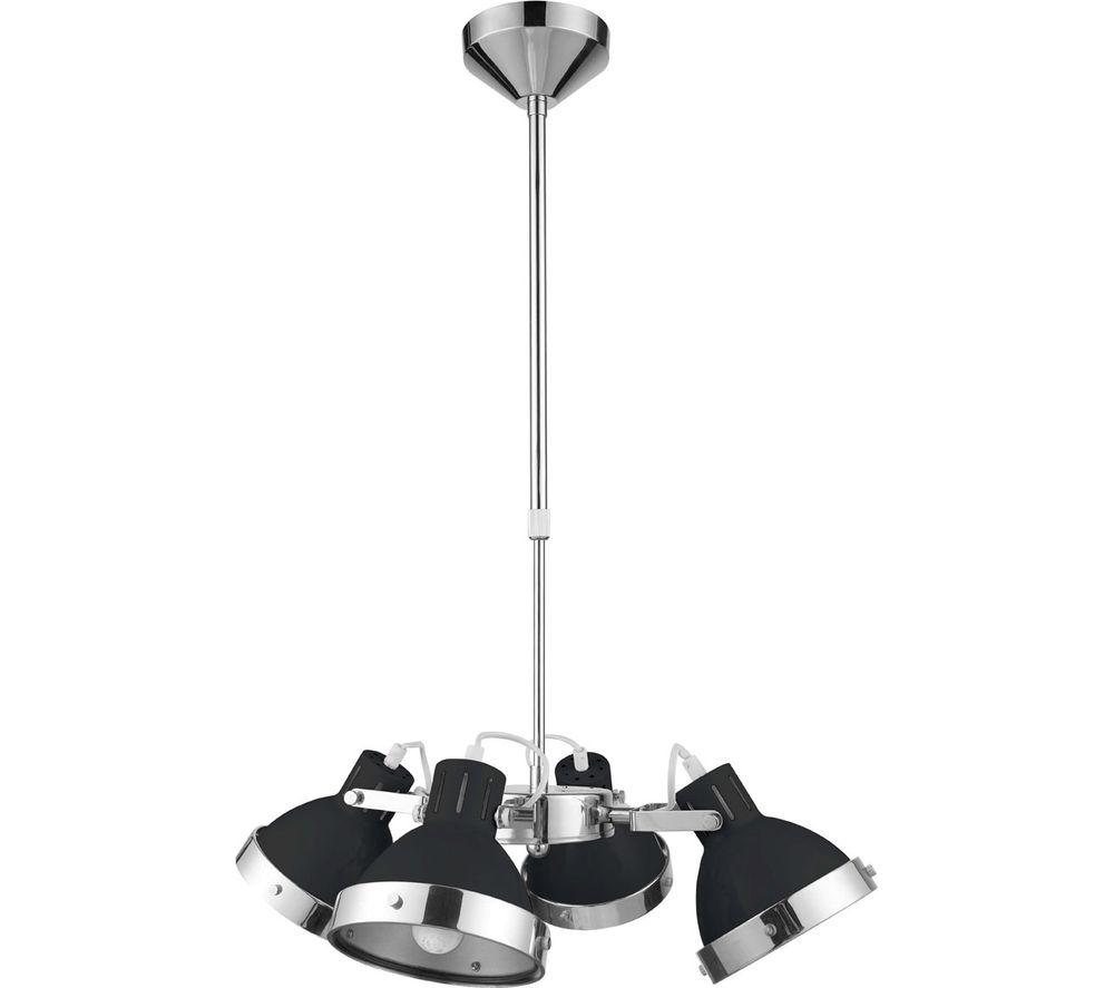 Image of INTERIORS by Premier 4 Pendant Ceiling Light - Black & Chrome
