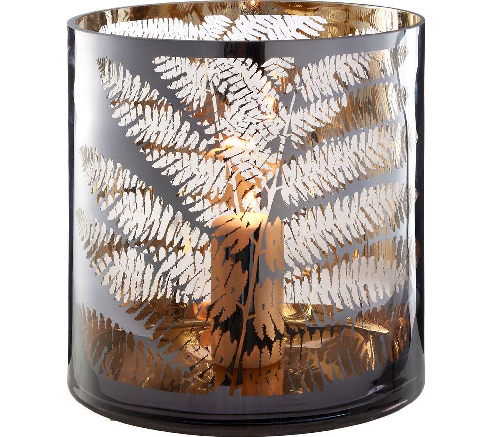 INTERIORS by Premier Fern Large Glass Candle Holder - Metallic Grey image number 3 of 7