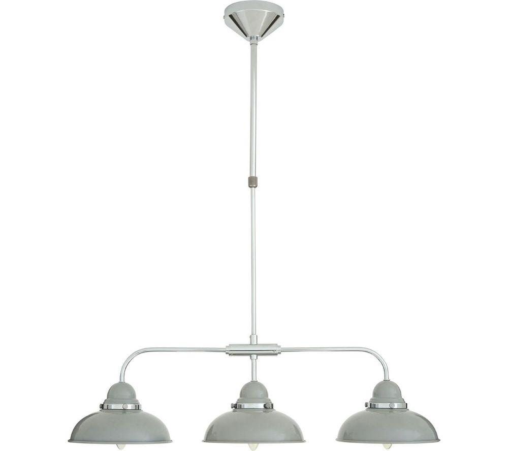 Image of INTERIORS by Premier Jasper 3 Pendant Ceiling Light - Light Grey & Chrome