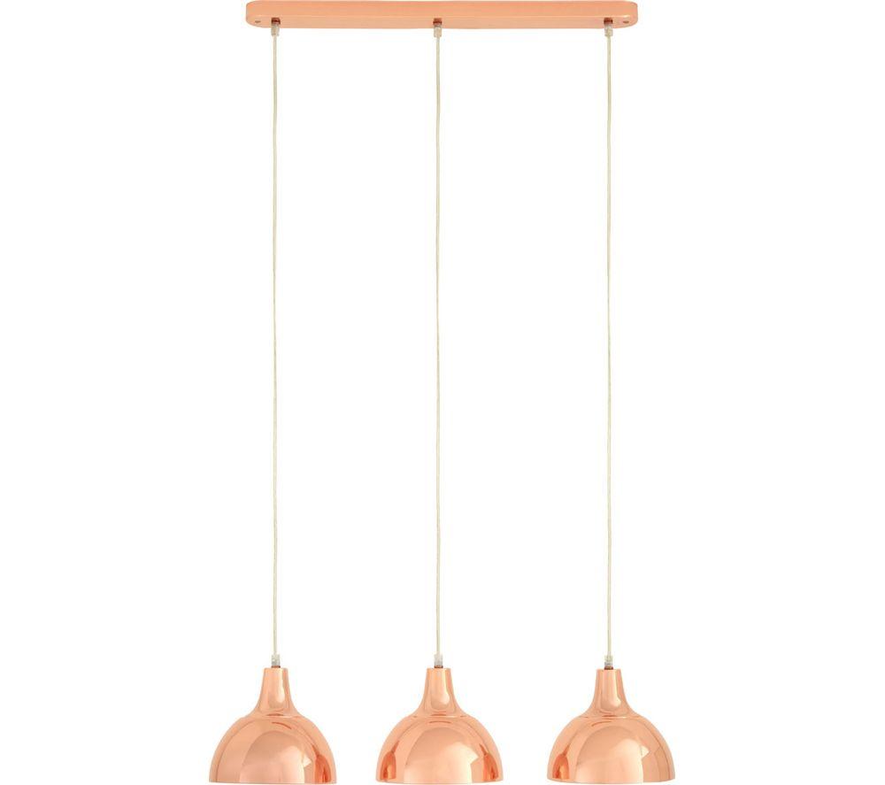 Image of INTERIORS by Premier Jasper 3 Pendant Ceiling Light - Copper