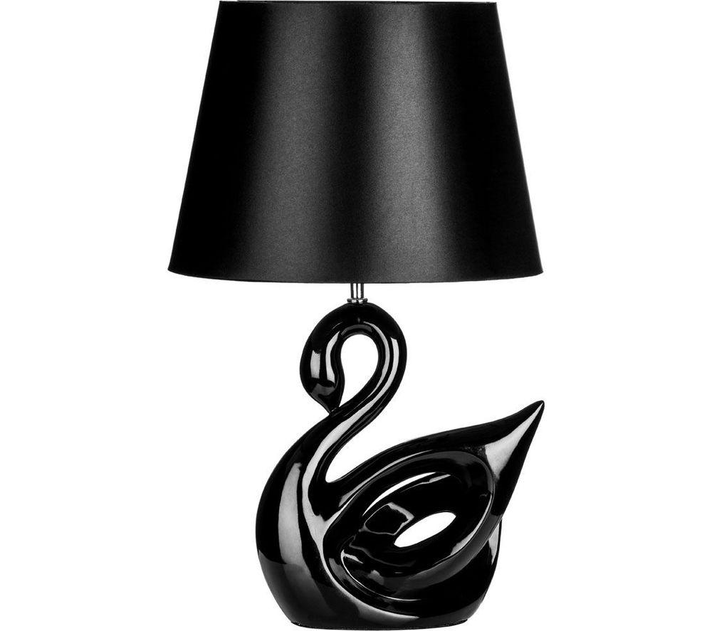 INTERIORS by Premier Swan Polyresin Table Lamp - Black