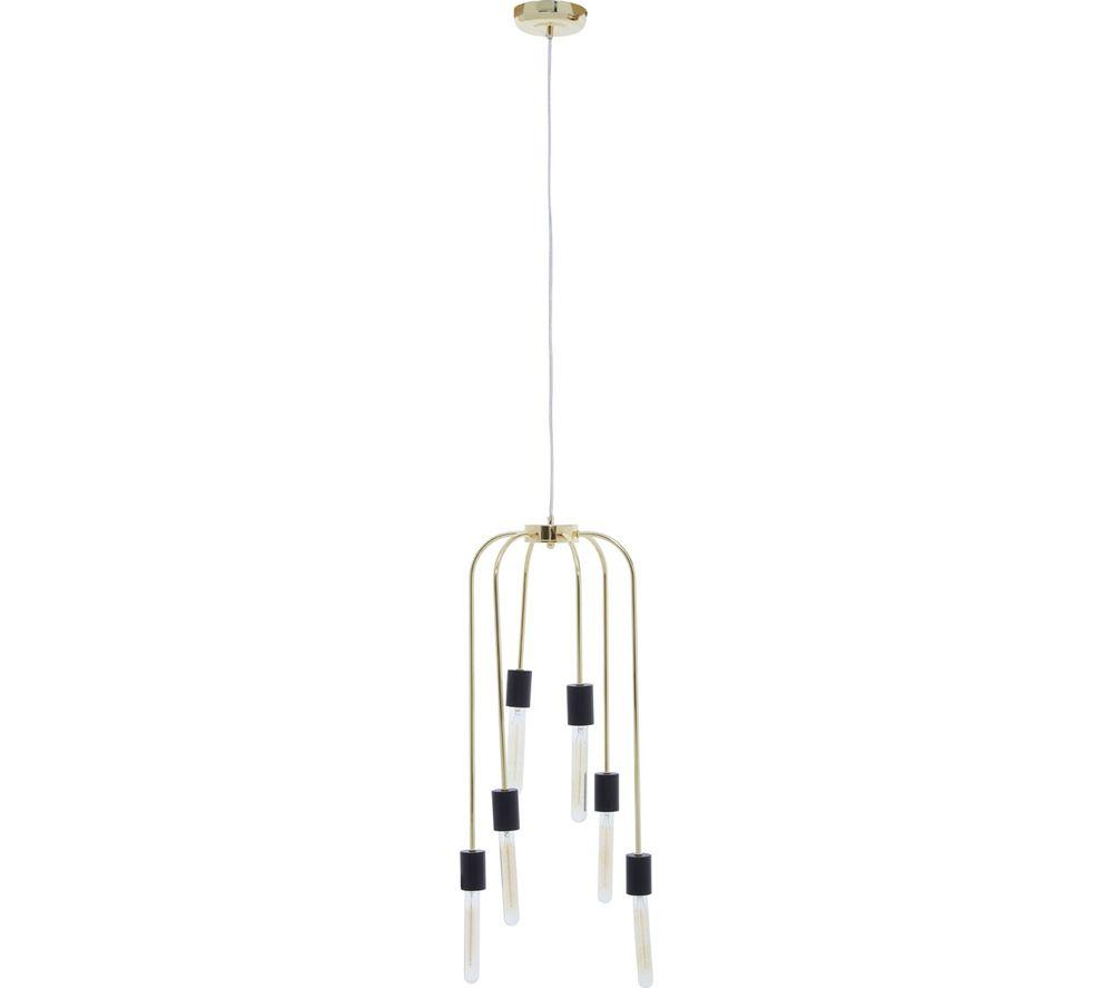 Image of INTERIORS by Premier Lagona 6 Pendant Ceiling Light - Gold