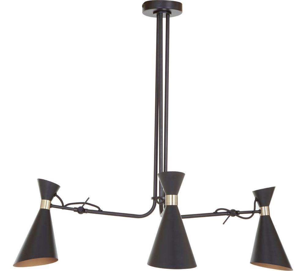 Image of INTERIORS by Premier Linox Bent Arm 3 Pendant Ceiling Light - Black & Gold