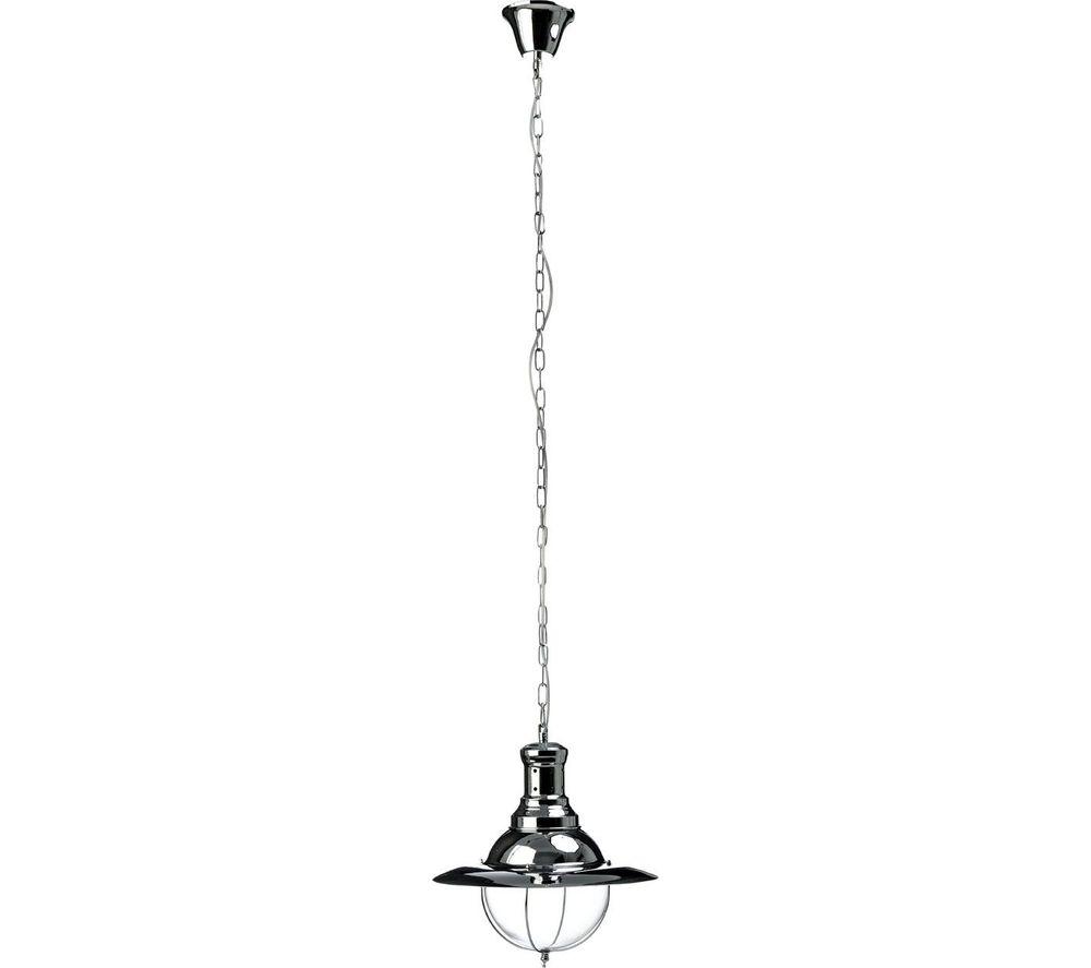 Interiors By Premier Industrial Chrome & Glass Pendant Ceiling Light - Silver