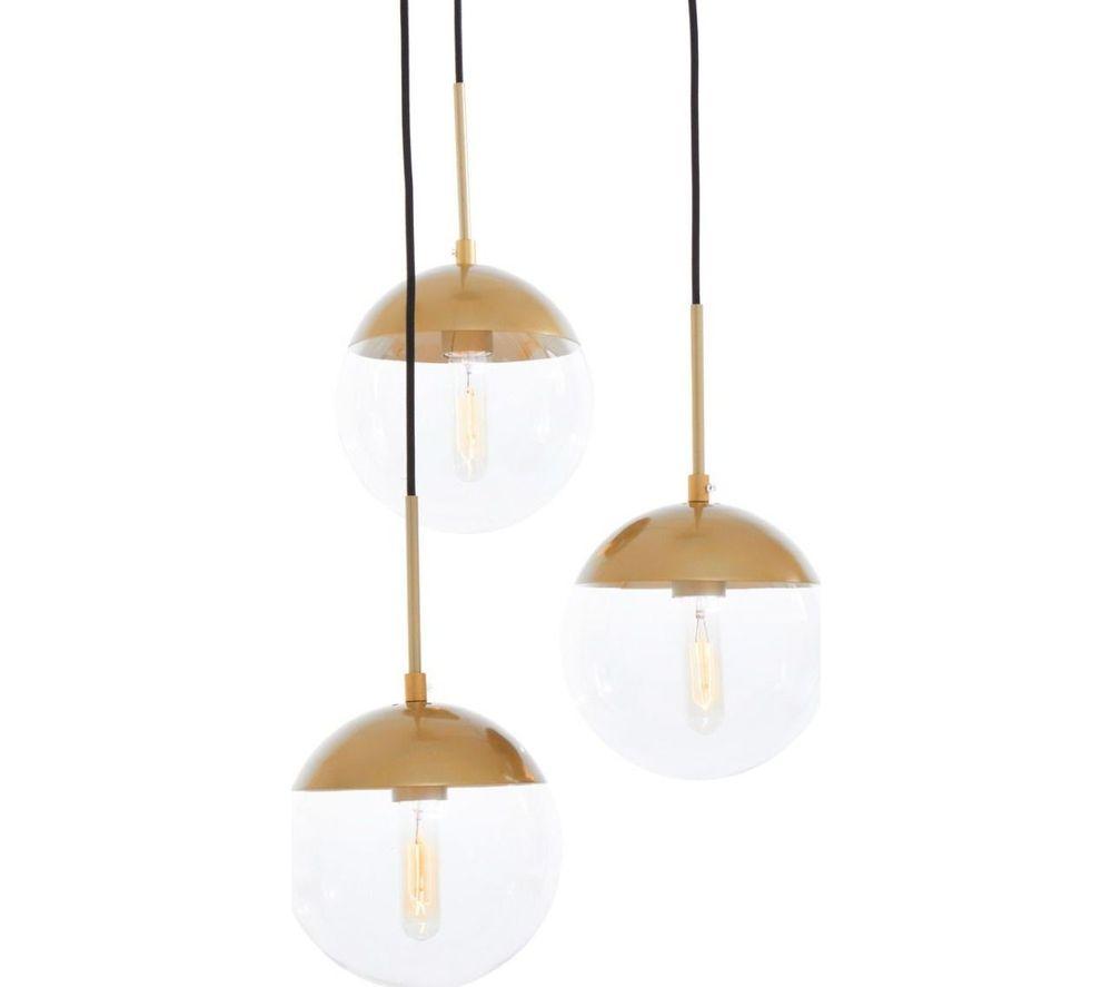INTERIORS by Premier Revive 3 Pendant Ceiling Light - Gold image number 2 of 2