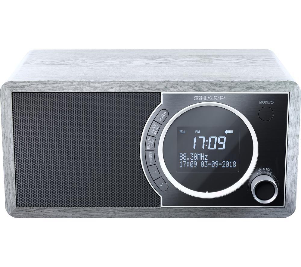 SHARP DR-450(GR) 6W DAB+ and FM Digital Radio with Bluetooth, LED Display and Alarm Clock – Grey