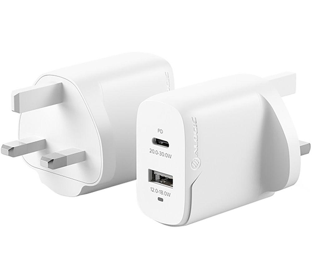 Image of ALOGIC WCG2X32-UK Universal Dual USB Wall Charger, White