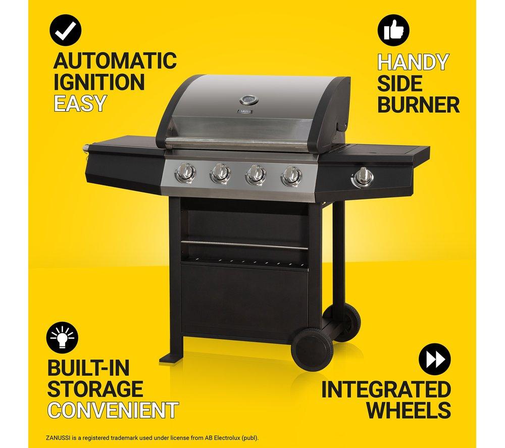 ZANUSSI ZGBBQ4B01-C 4 Burner Grill Gas BBQ - Black image number 14 of 14