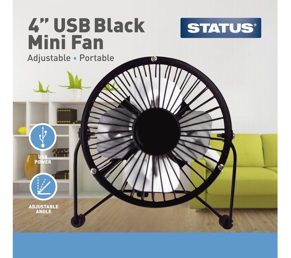 STATUS SUSBBLKWFAN1PKB4 4" USB Desk Fan - Black image number 2 of 2