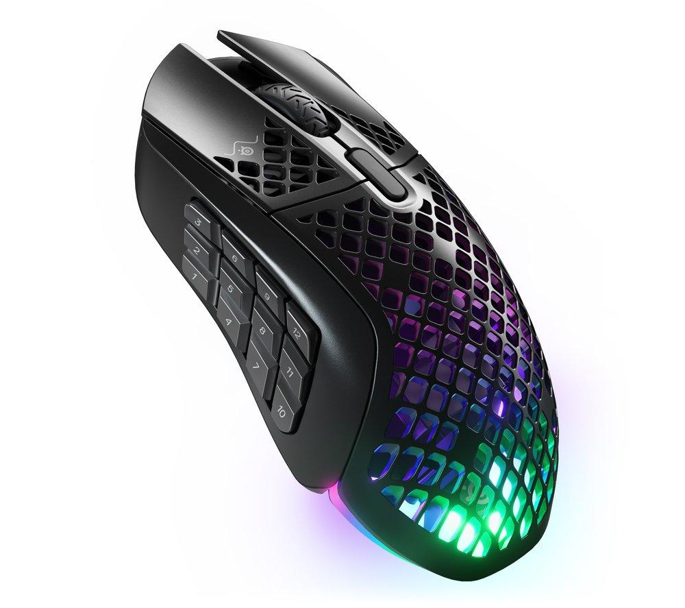 SteelSeries Aerox 9 Wireless - Holey RGB Gaming Mouse - Ultra-lightweight Water Resistant Design - 18 Buttons – Bluetooth/2.4 GHz - 18K DPI TrueMove Air Optical Sensor