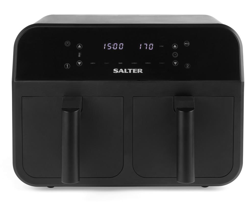 SALTER EK4750 7.4L Dual Air Fryer Pro - Black, Black,Silver/Grey