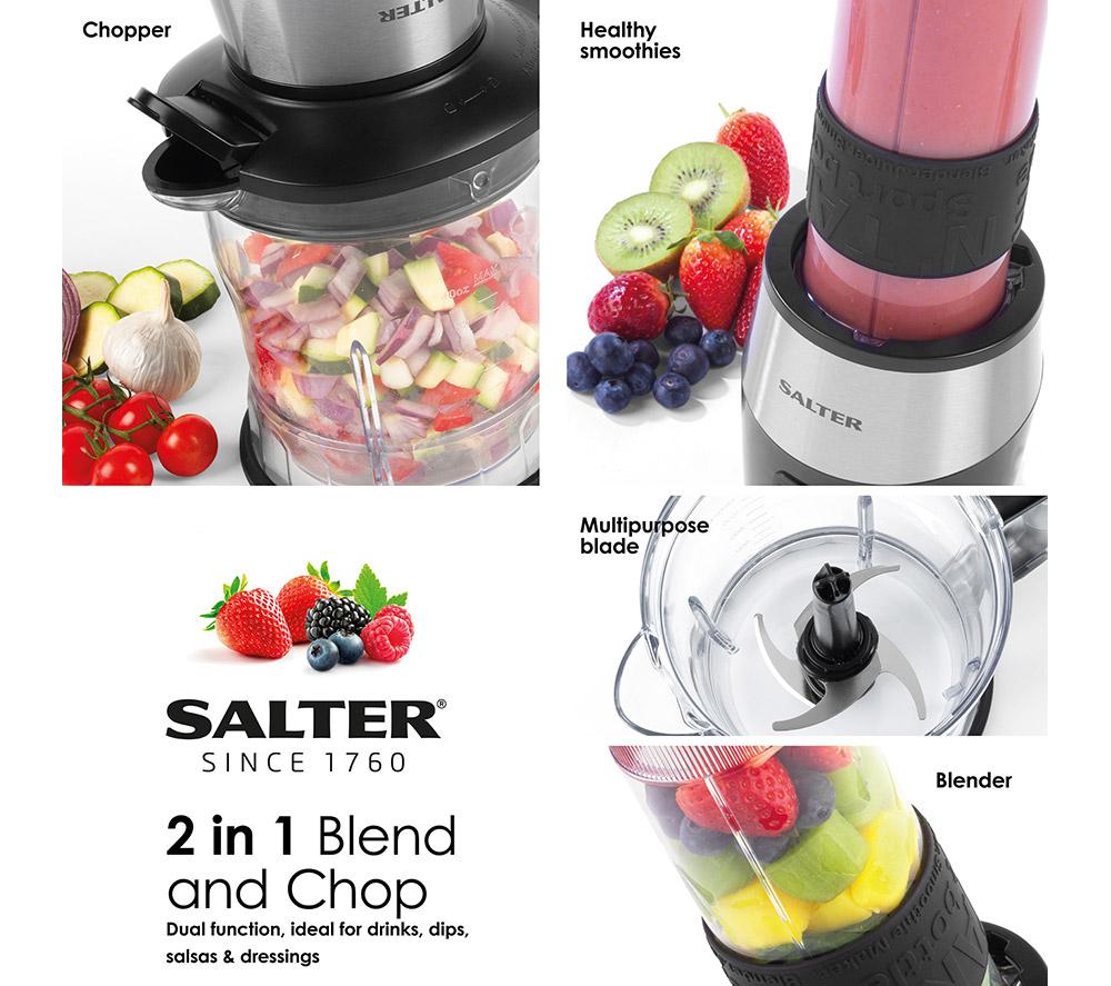 SALTER 2-in-1 EK5029 Blender & Mini Chopper - Black & Silver image number 4 of 7