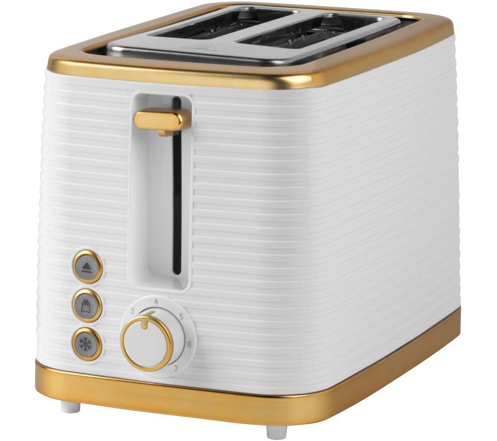 SALTER Palermo EK5032WHT 2-Slice Toaster - White & Gold