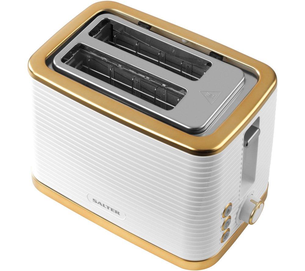 SALTER Palermo EK5032WHT 2-Slice Toaster - White & Gold image number 2 of 6