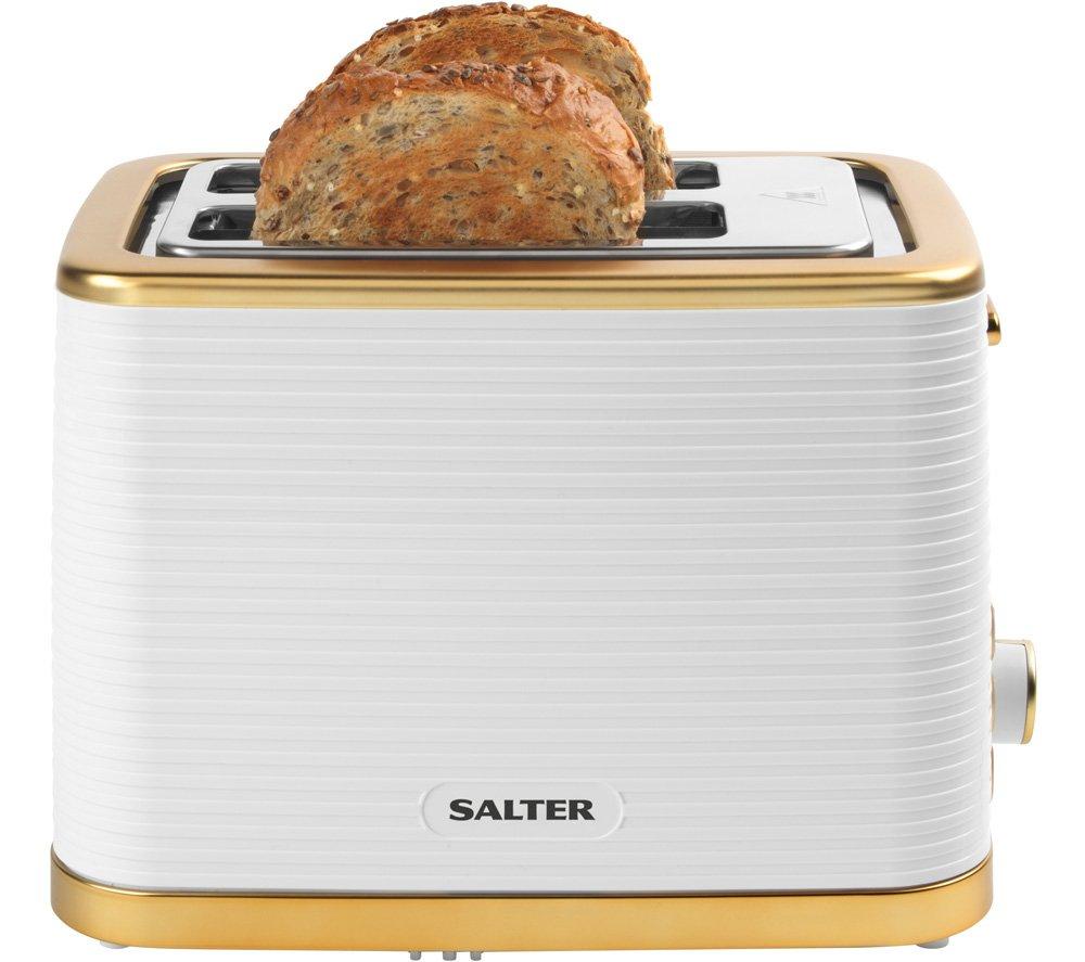 SALTER Palermo EK5032WHT 2-Slice Toaster - White & Gold image number 3 of 6