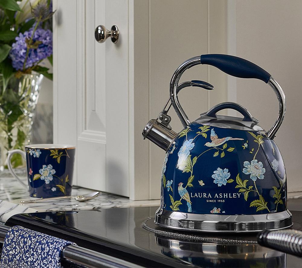 Laura Ashley 10 Cup Stainless Steel Stovetop Tea Kettle Elveden Navy