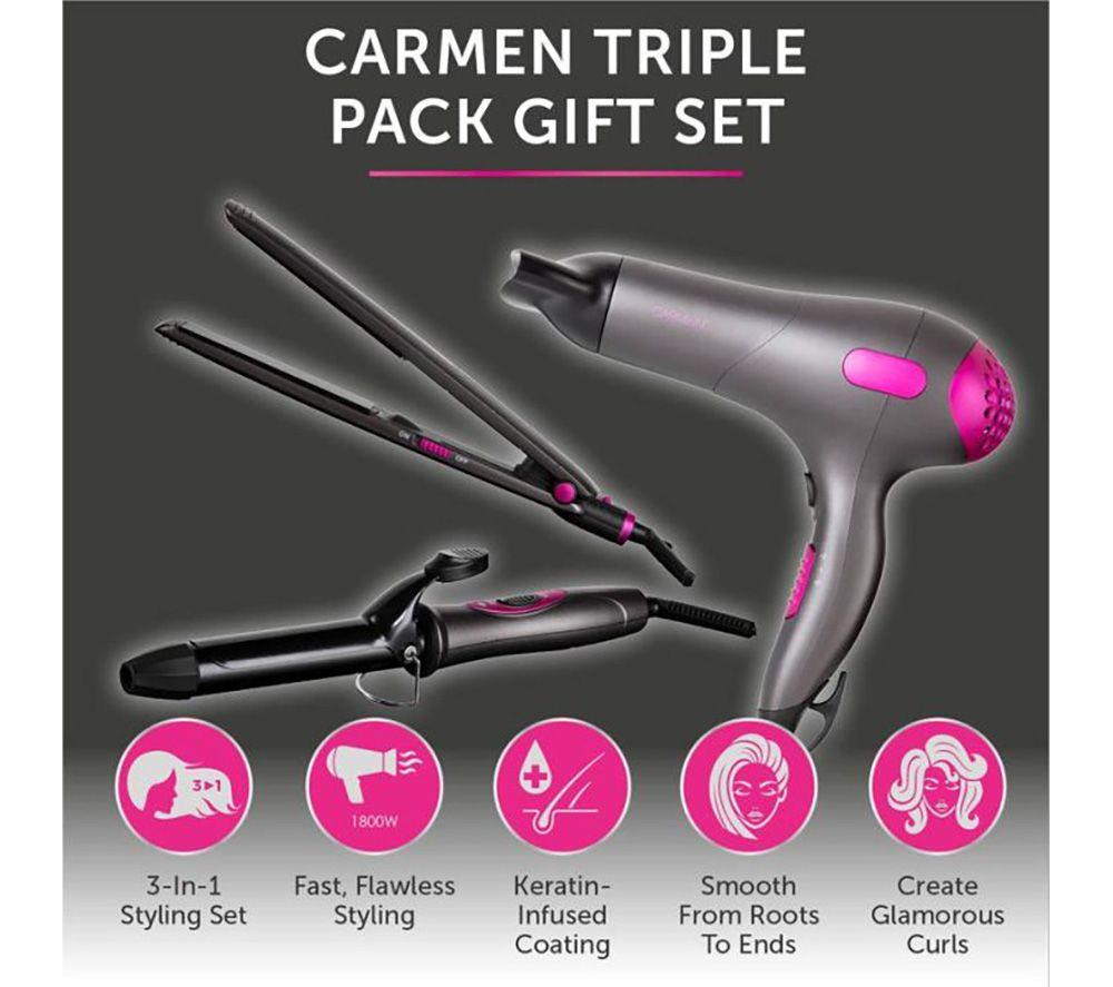 CARMEN Neon C81128 Hair Dryer, Straightener & Curling Tong Set - Grey, Purple & Black image number 5 of 8