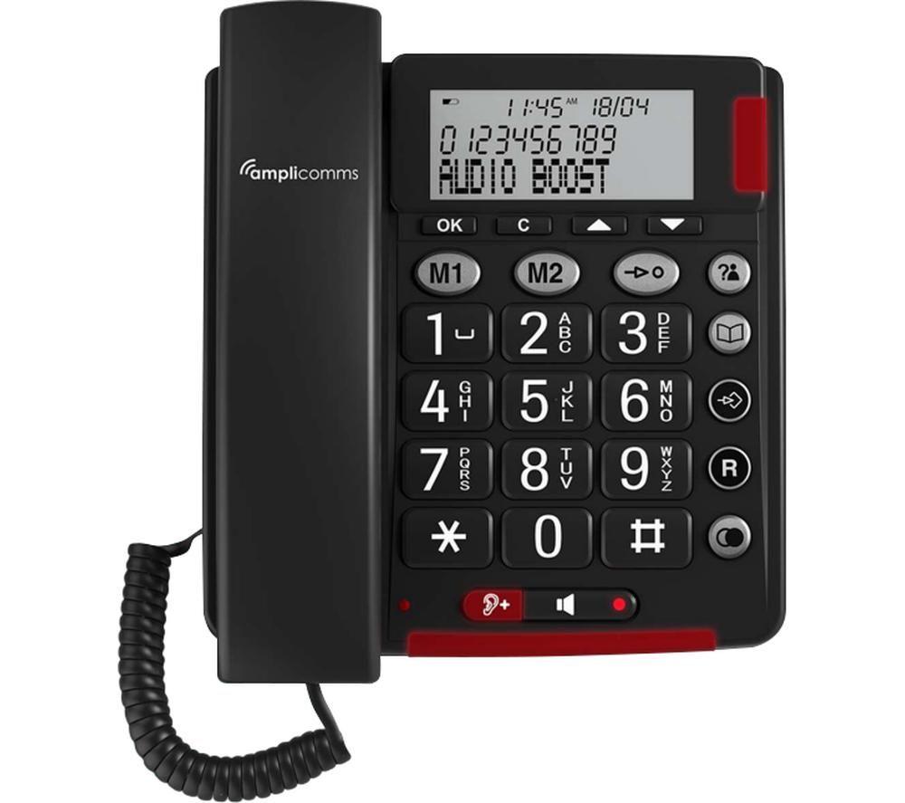 AMPLICOMMS BigTel 48 Plus Big Button Corded Phone - Black