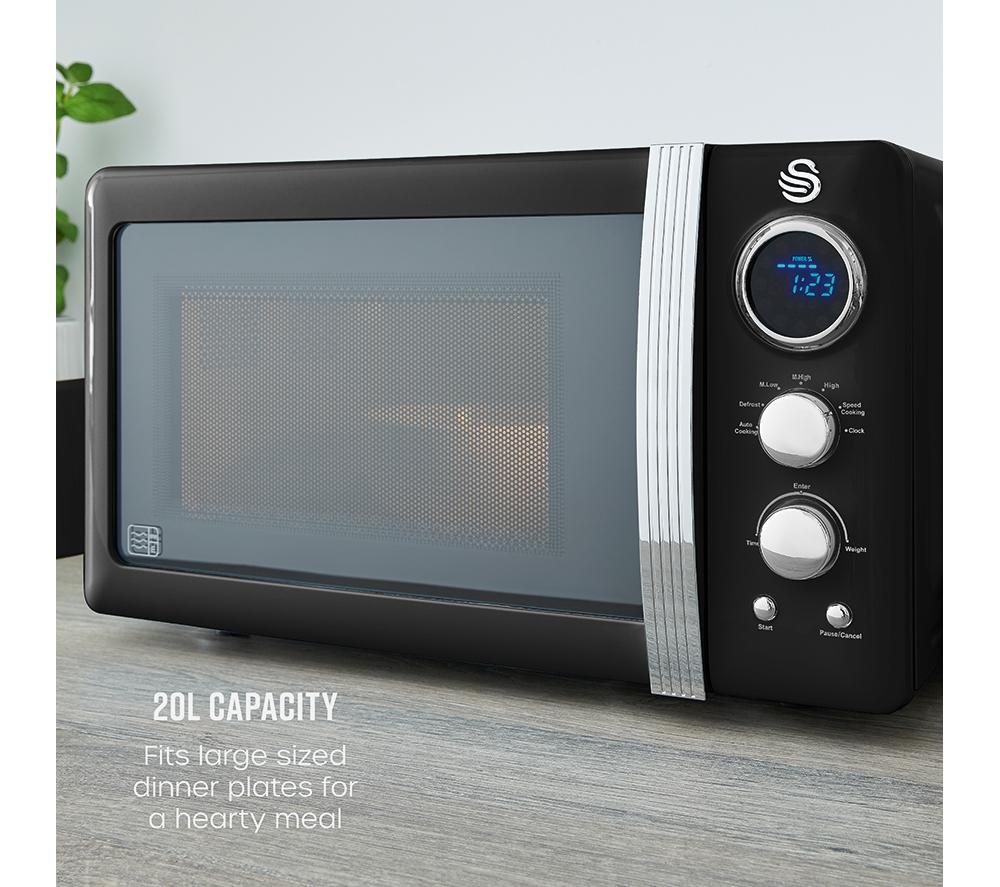 SWAN Retro SM22030LBN Solo Microwave - Black image number 5 of 8