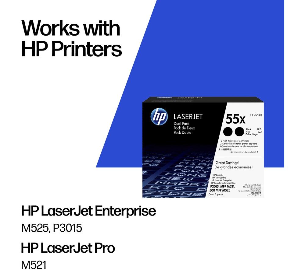 HP 55X Black Toner Cartridges - Twin Pack image number 2 of 12
