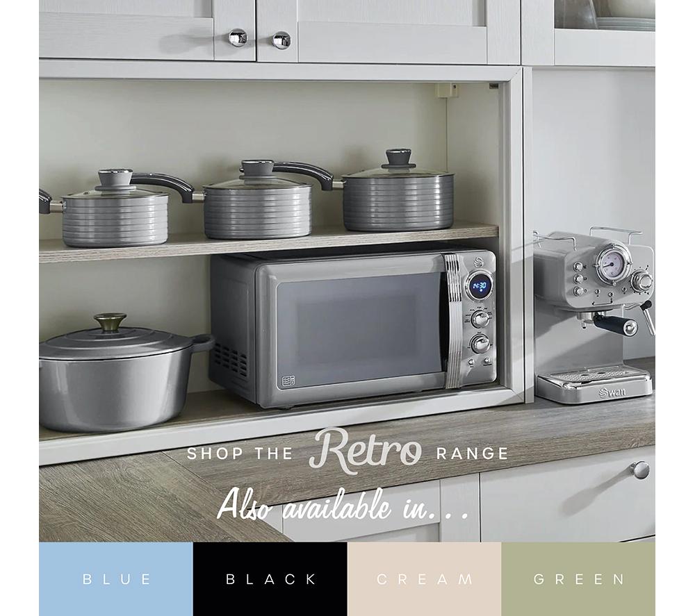 SWAN Retro SM22030LGRN Solo Microwave - Grey image number 8 of 9