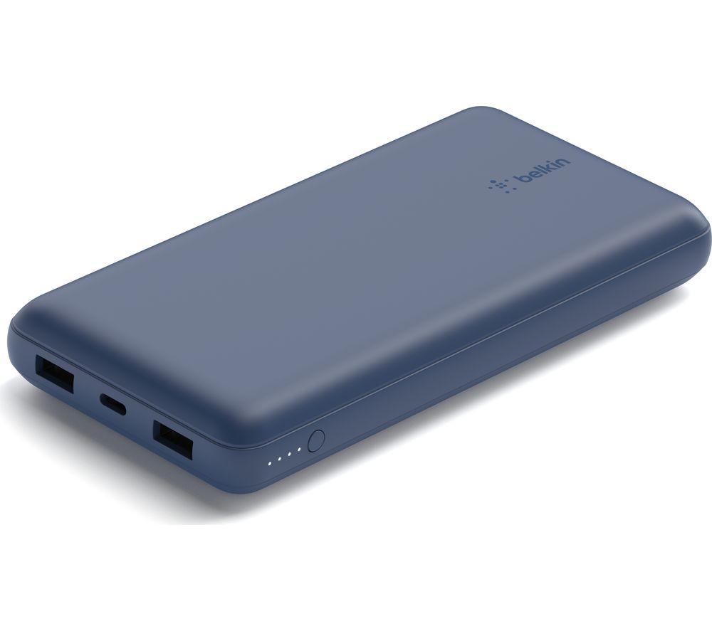 Belkin USB C Portable Charger 20000mAh, 20K Power Bank with USB Type C Input Output Port and 2 USB A Ports with Included USB C to A Cable for iPhone, Galaxy, Pixel, iPad, AirPods and More – Blue