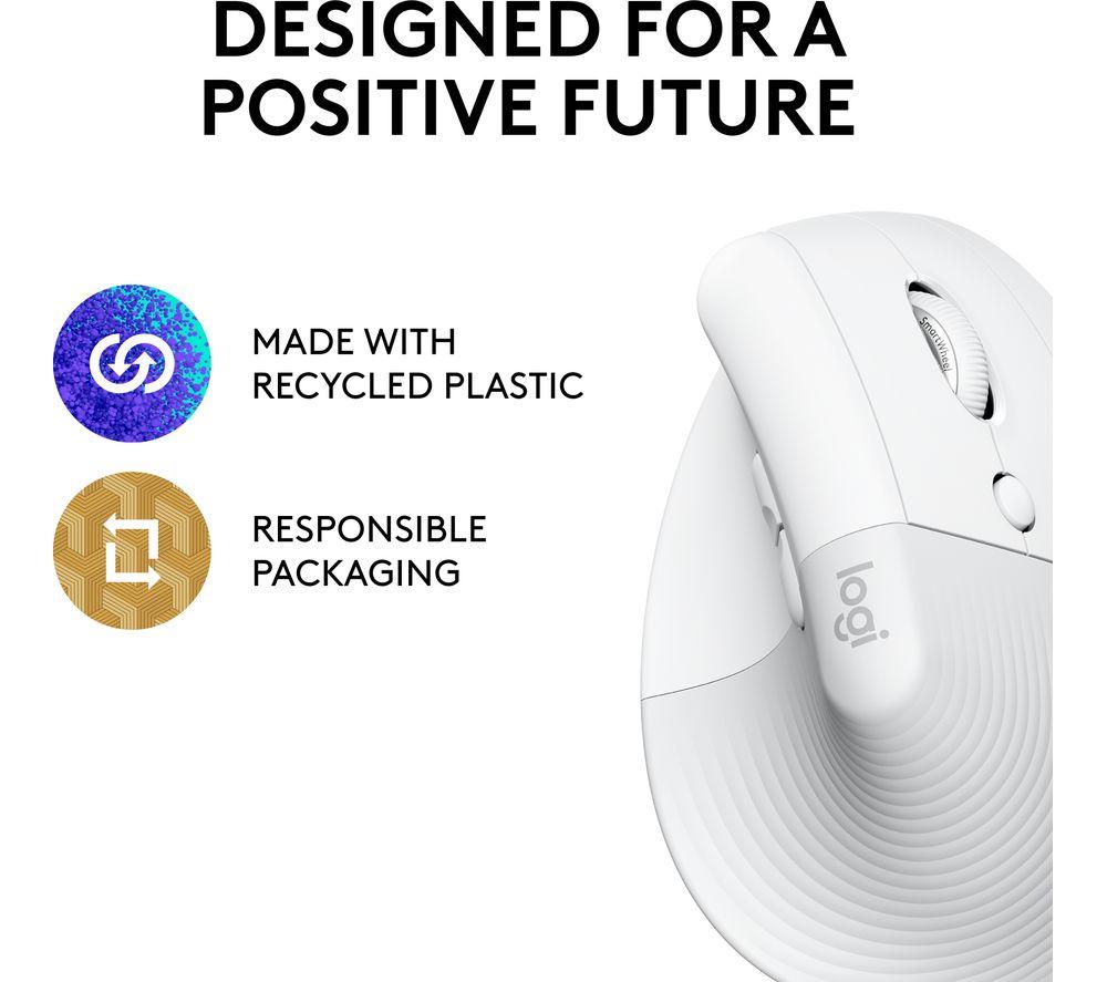 LOGITECH Lift Vertical Ergonomic Optical Mouse - White image number 5 of 10