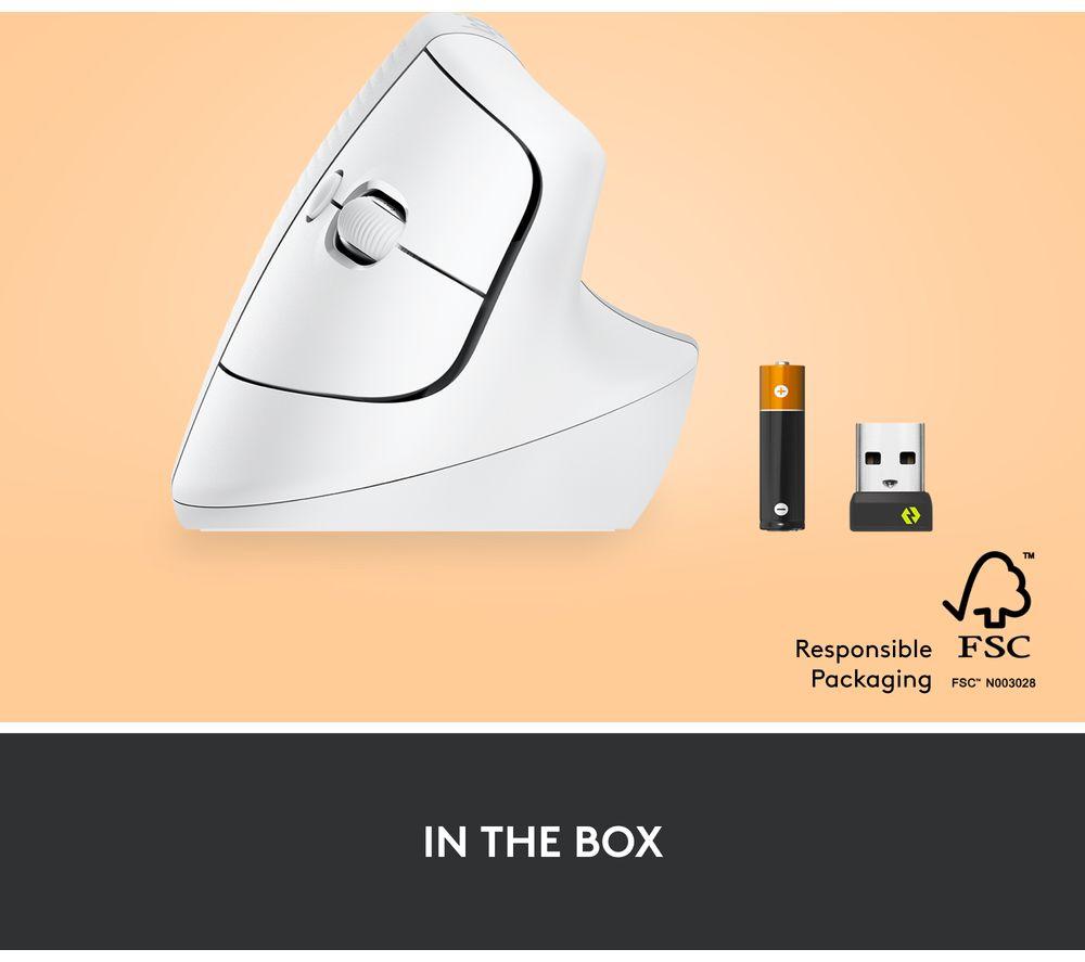 LOGITECH Lift Vertical Ergonomic Optical Mouse - White image number 8 of 10