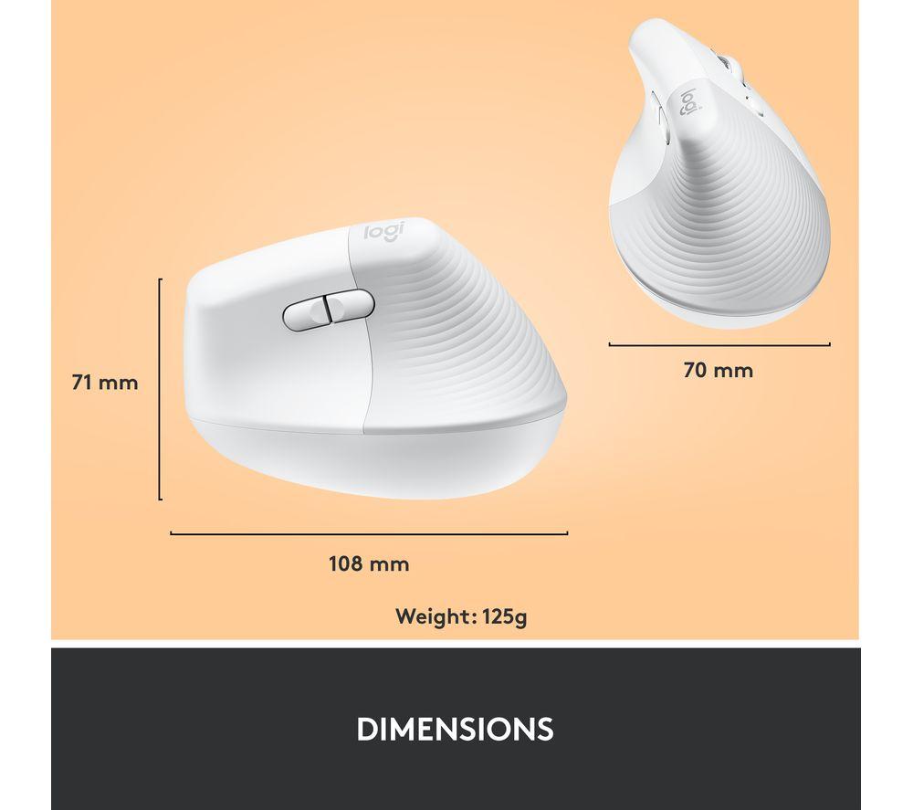 LOGITECH Lift Vertical Ergonomic Optical Mouse - White image number 9 of 10