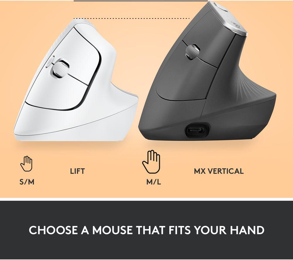 LOGITECH Lift Vertical Ergonomic Optical Mouse - White image number 10 of 10