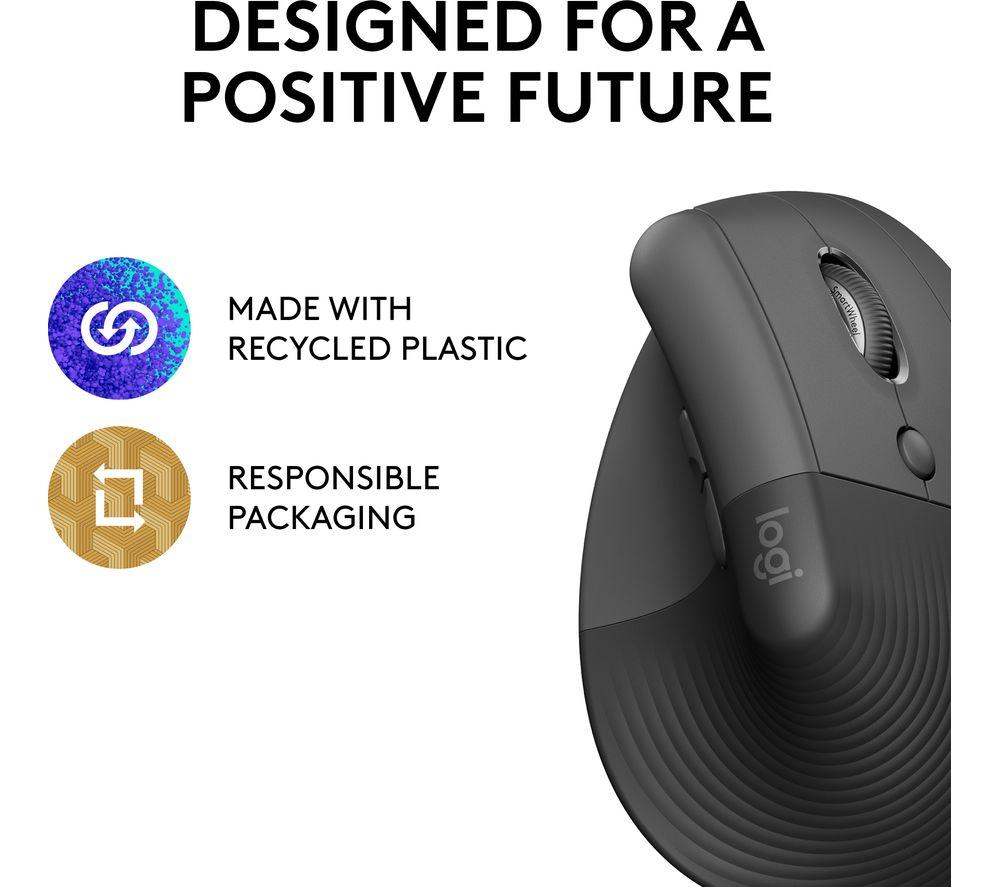 Logitech Lift Vertical Ergonomic Wireless Mouse - Black - Micro Center