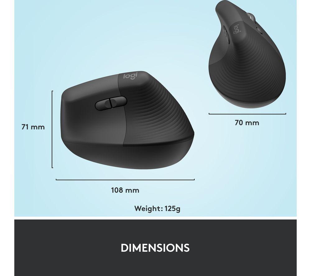 Logitech Lift Vertical Ergonomic Wireless Mouse - Black - Micro Center