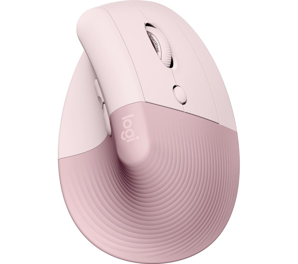 Logitech Lift Vertical Ergonomic Mouse, Wireless, Bluetooth or Logi Bolt USB receiver, Quiet clicks, 4 buttons, compatible with Windows/macOS/iPadOS, Laptop, PC - Pink