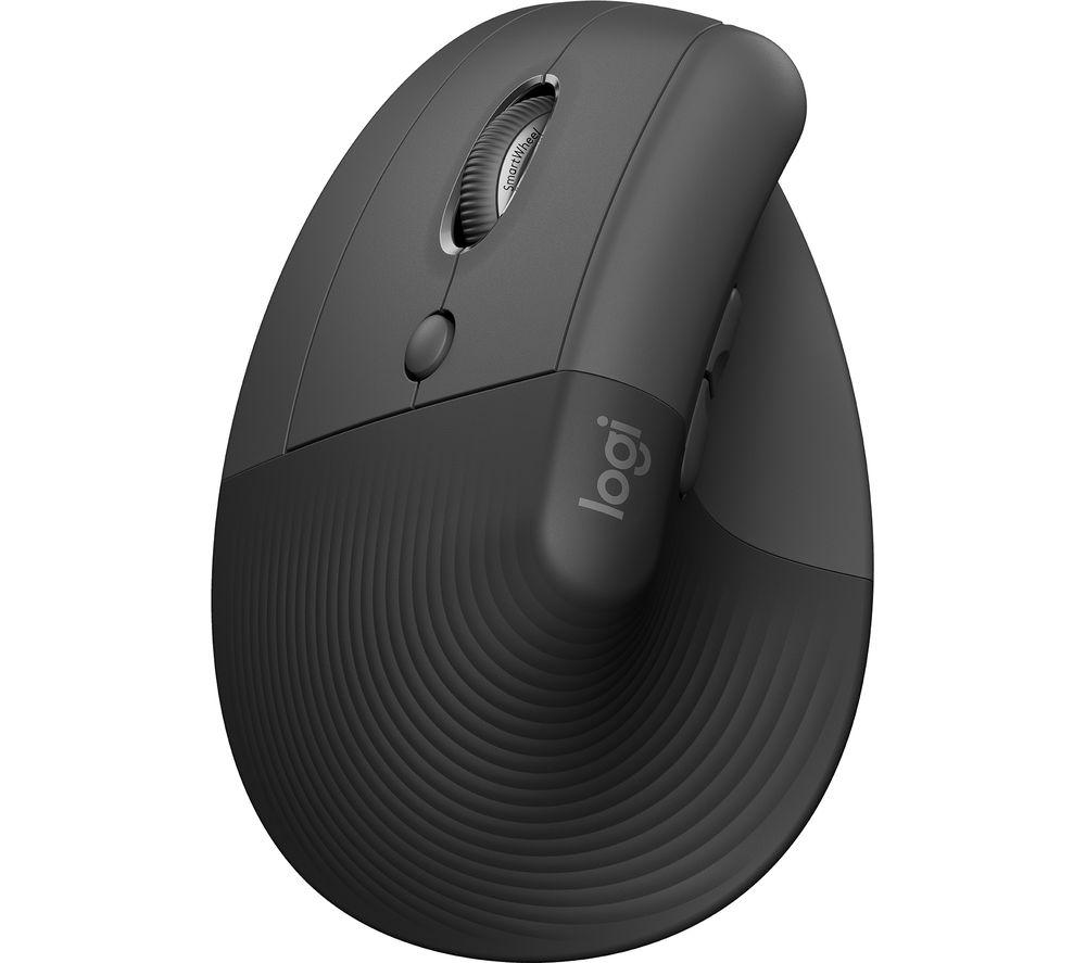 LOGITECH Lift Vertical Ergonomic Optical Mouse - Graphite, Left-Handed, Black,Silver/Grey