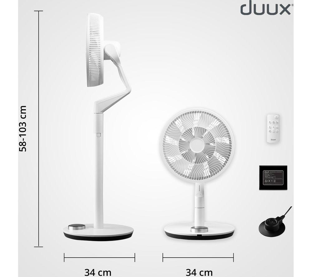 DUUX Whisper Flex Ultimate DXCF15UK 13.8&rdquo; Smart Cordless Pedestal Fan with Battery Pack - White image number 11 of 12