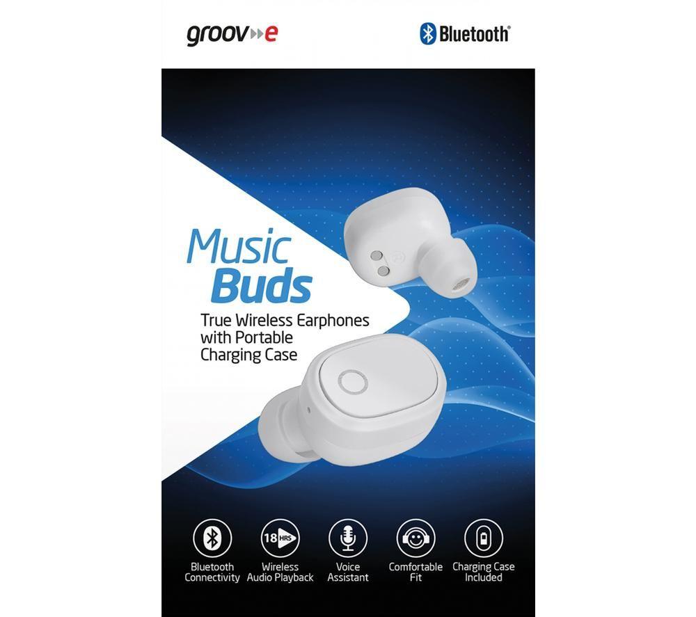 GROOV-E Music Buds Wireless Bluetooth Earbuds - White image number 2 of 3