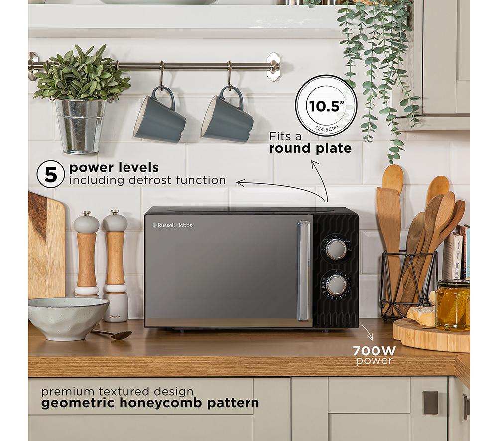 RUSSELL HOBBS Honeycomb RHMM715B Compact Solo Microwave - Black image number 2 of 11