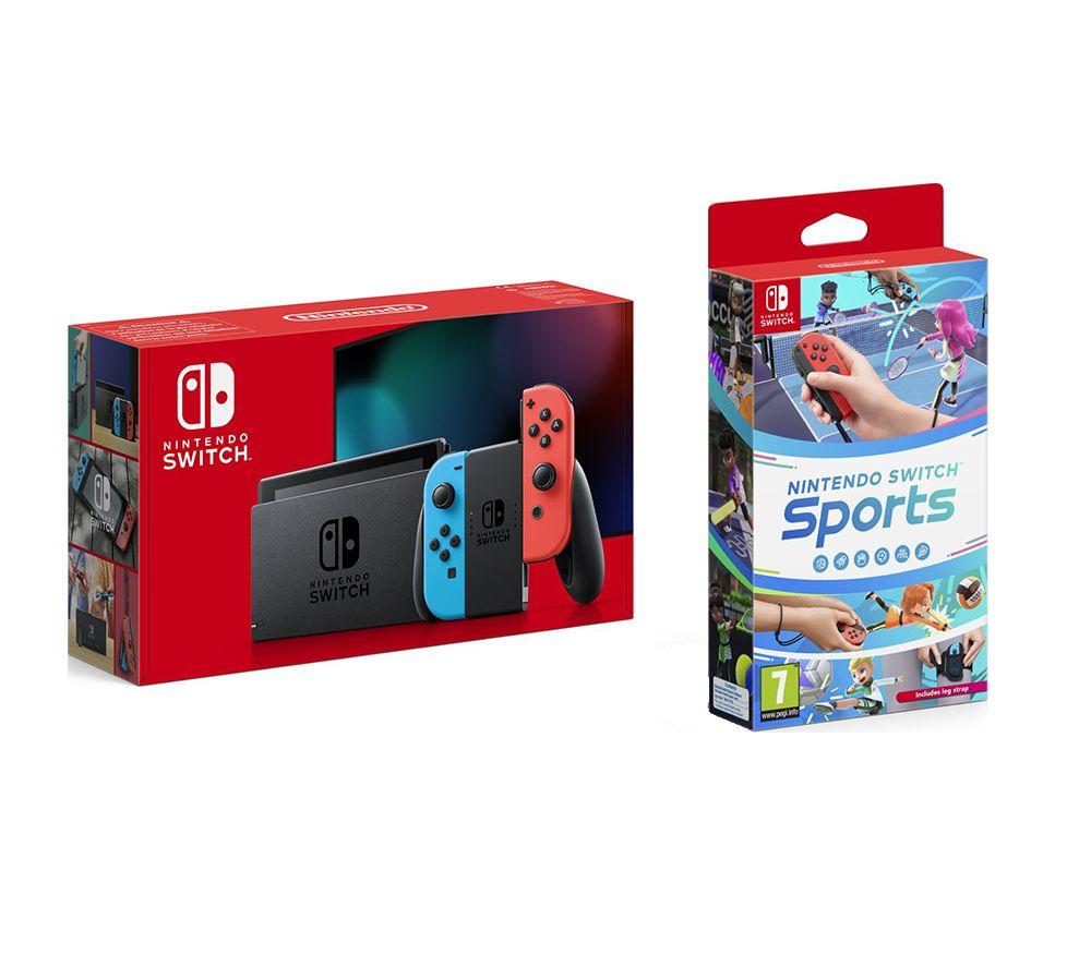 Nintendo Switch & Sports Bundle - Neon Red & Blue, Red,Blue