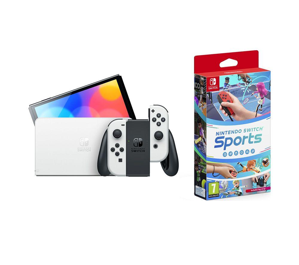 Nintendo Switch OLED & Sports Bundle - White, White