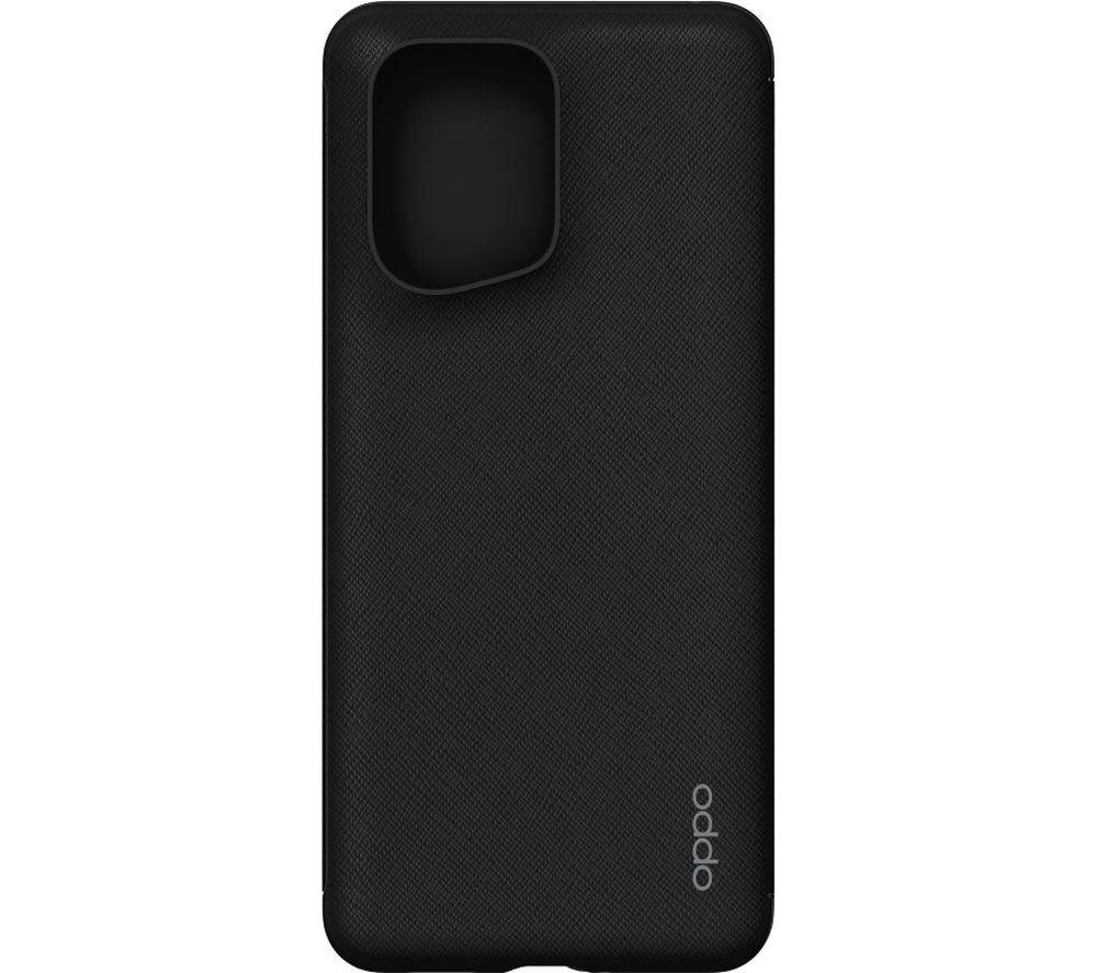 OPPO Official Find X5 Pro phone case, vegan PU leather flip case, Black
