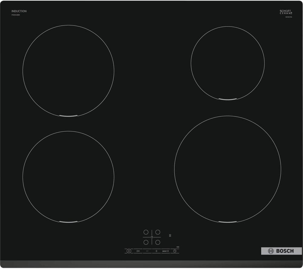 BOSCH Series 4 PIE631BB5E 59 cm Electric Induction Hob - Black, Black