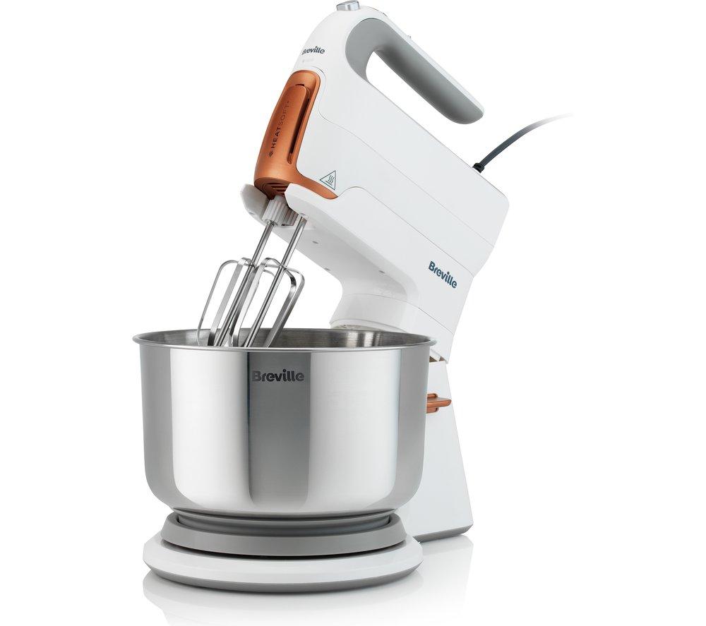BREVILLE HeatSoft 2 in 1 VFM029 Stand Mixer - White & Stainless Steel, Stainless Steel