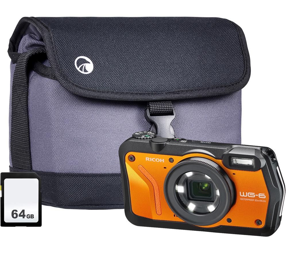 Click to view product details and reviews for Ricoh Wg 6 Tough Compact Camera With 64 Gb Sd Card And Case Orange Orange.