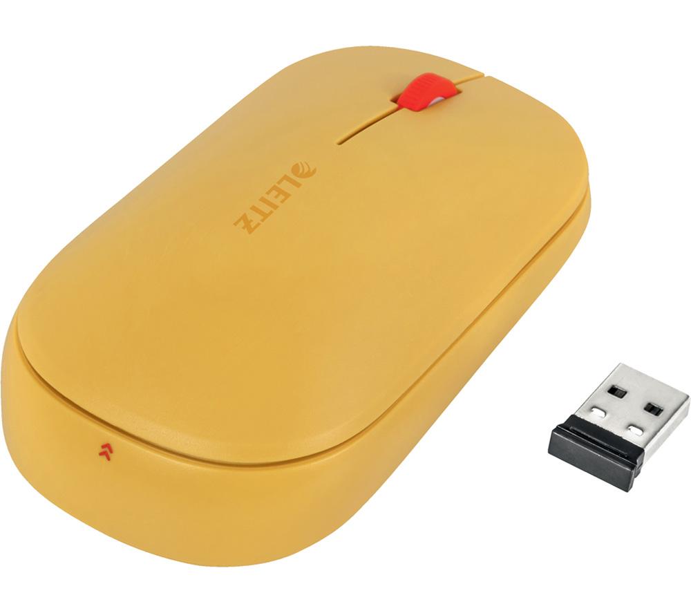 Leitz SureTrack Wireless Bluetooth Mouse, Ambidextrous Mouse Design For Laptop/ Computer, Bluetooth or 2.4 GHz USB-A Dongle Connection, Windows, Android & Apple, Cosy Range, Warm Yellow, 65310019