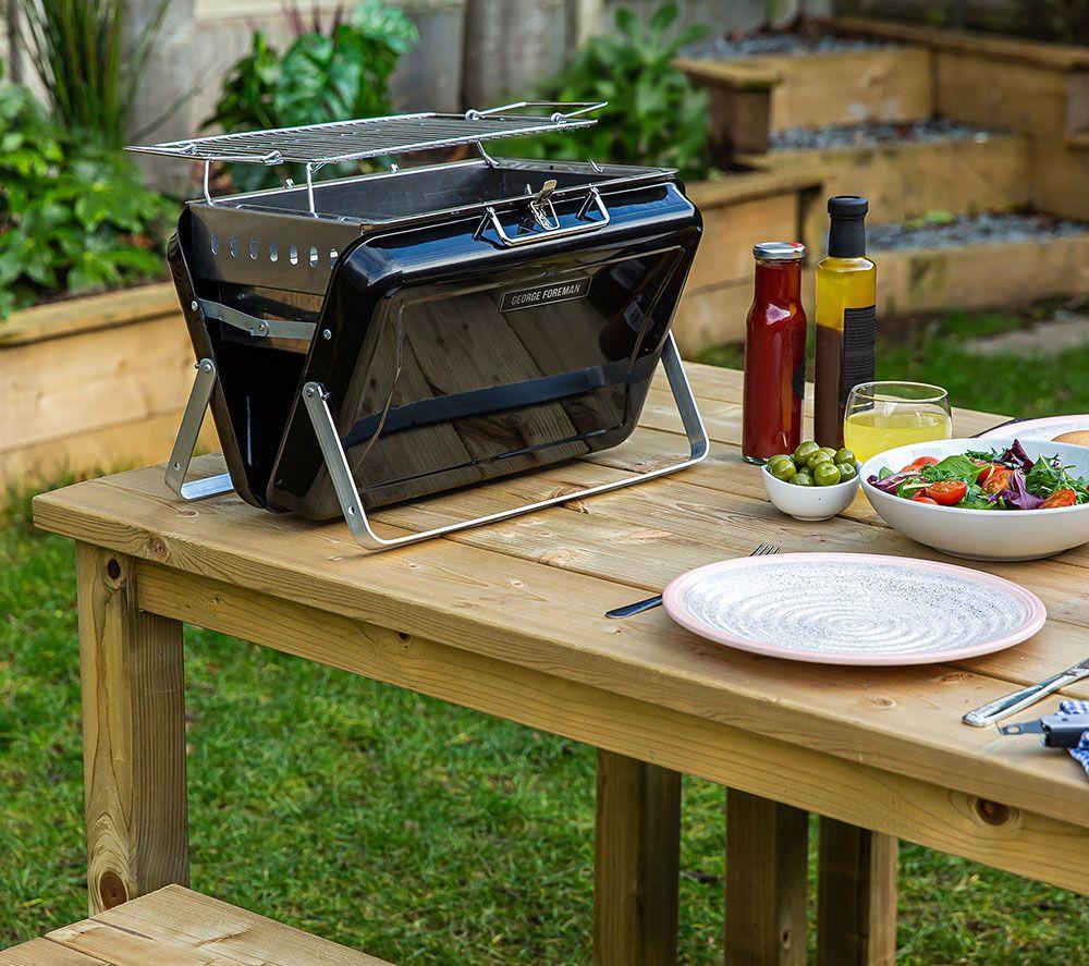 GEORGE FOREMAN Go Anywhere Briefcase GFPTBBQ1005B Portable Charcoal BBQ - Black image number 10 of 12